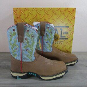 Corral Boots Women's Water Resist Blue Top Cactus Dual Density Sole Sq Toe W5003